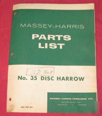 massey-harris no 35 disc harrow parts list