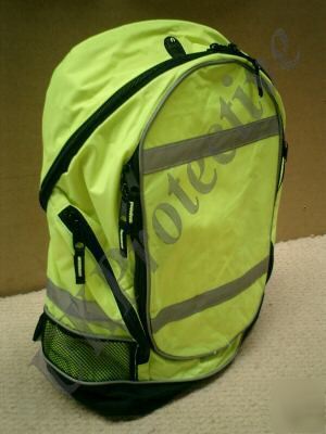 Hi vis viz yellow rucksack, bag. safety cycling *uk*