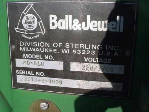 Ball & jewell 7.5 hp plastic granulator
