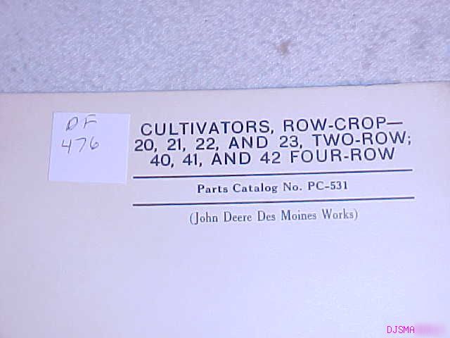 John deere 20 21 22 23 40 41 42 cultivator part catalog