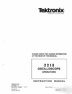 Tek tektronix 2213 operation +calibration manual
