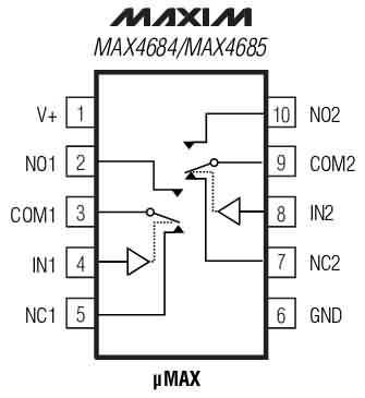 Low voltage dual spdt analog switch MAX4684EUB-t smt
