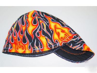 Hot shot fiery flames welding hat 7 5/8 hats fitter cap