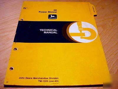 John deere 2E power blower technical service manual jd