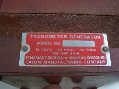 Tachometer generator and meter eaton mfg.