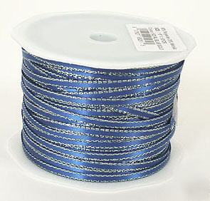1/8 in 50 yd royal blue df satin ribbon w/ gold edge