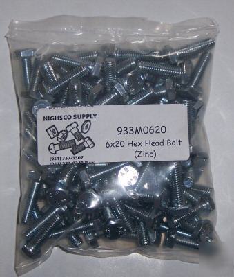 6X20 hex head bolt -high quality-100 quantity-933M0620