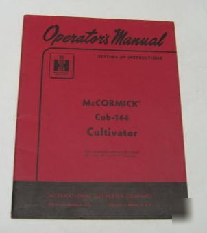 Ih mccormick 1960 cub-144 cultivator operators manual