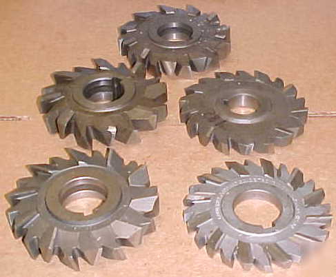 Lot of 5 staggered tooth milling cutters 21/64