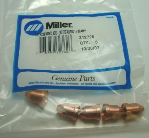 Miller 212728 extended plasma cutter tip pkg of 5
