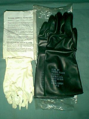 Rubber gloves = chemical gloves w/liners nos= 6 pr. sm.