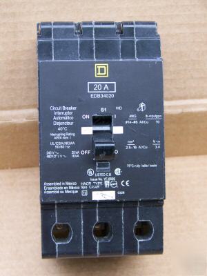 Square d EDB34020 3POLE 20AMP 480V nf circuit breaker