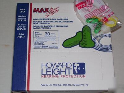 Howard leight maxlite earplugs - 30DB -100 pr ear plugs