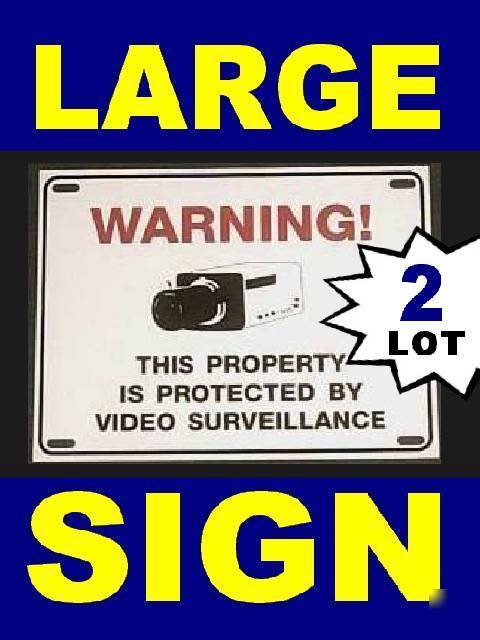 Security cameras alarm window fence warning signs 2 lot