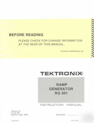 Tek tektronix RG501 rg 501 op & sv paper reprint manual
