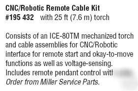 Miller 195432 cnc/robotic remote cable kit w/25FT torch