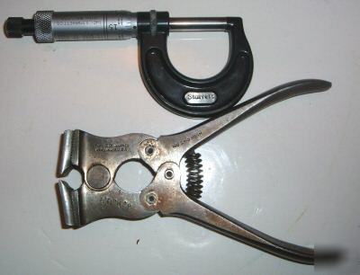 Starrett micrometer & piano wire cutter