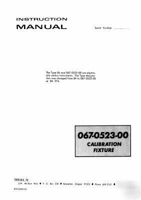 Tek tektronix 84 067-0523-00 calibration fixture manual