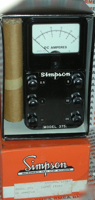 New simpson dc ammeter 375 #12340 portable nos vintage