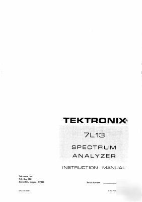Tek tektronix 7L13 operation & service manual