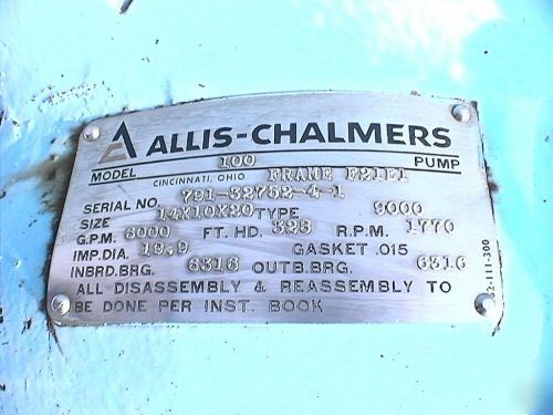 Allis chalmers electric water pump w/600 hp u s titan