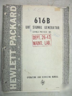 Hp 616B vhf siginal generator original manual