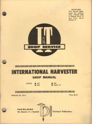 I h series 544-656-666-hydro shop manual i &t 