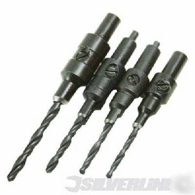 4 piece screw sink set 6, 8, 10 & 12 gauge hex key 