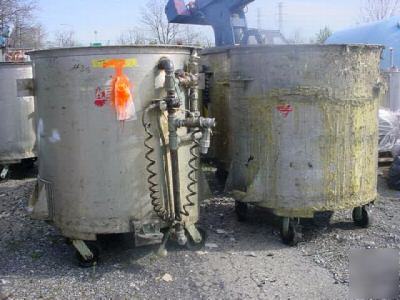 Approximately 300 gallon vertical stainless steel tank