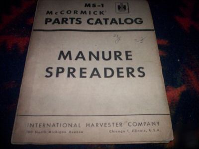 Mccormick ih manure spreaders parts catalog ms-1