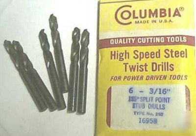 New usa made 3/16 stub length drill bits 6 pack
