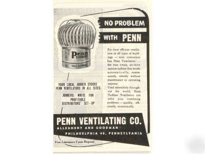 Penn ventilation co philadelphia roof vent ad 1951
