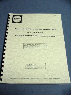 Sunnen asc-100 size control system â€“ service manual