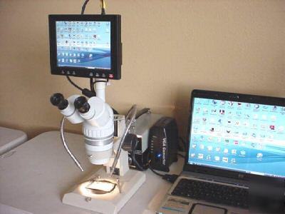 Trinocular microscope video ccd touchscreen lcd nikon