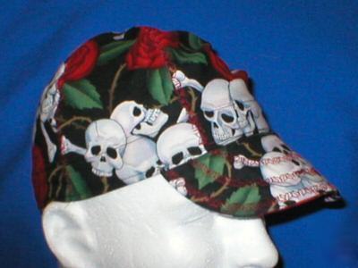 Welding biker hat hats cap caps skulls and roses