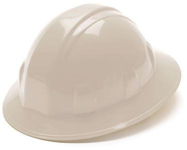 White full brim hard hat 4 pt ratchet suspension