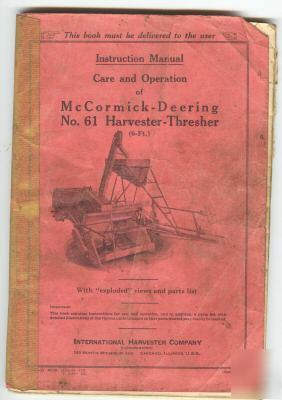 1939 mccormick-deering no.61 harvester thresher manual