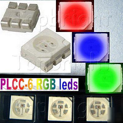 30 pcs plcc-6 3-chips manual control smd smt rgb led