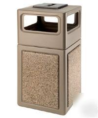 38 gl ash trash receptacle stonetec - beige riverstone