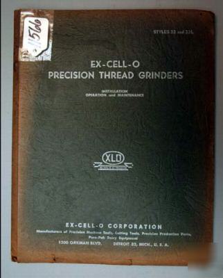 Ex-cell-o install oper & maint manual precision grinder