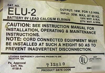 Lithonia, emergency lighting, no bulbs/buttons