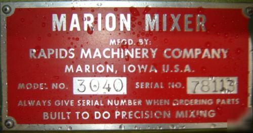 Used 45 cubic foot c/s marion mixer, 3040 s-3672 (4961)