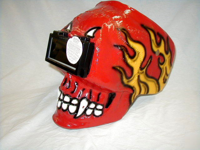 Hoodlum burning skull welding helmet w/ auto lens