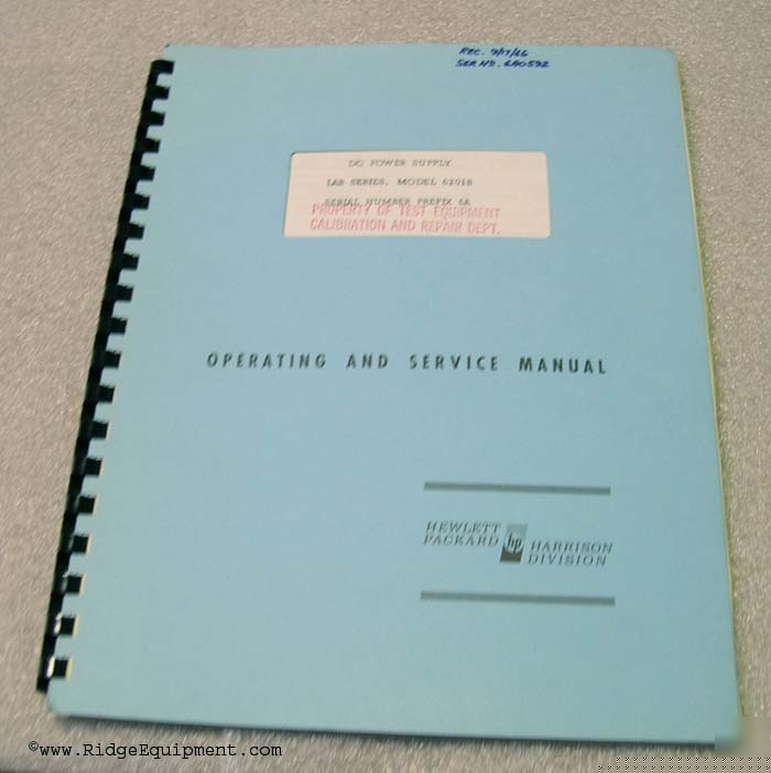 Hp 6201B dc power supply op & service manual []