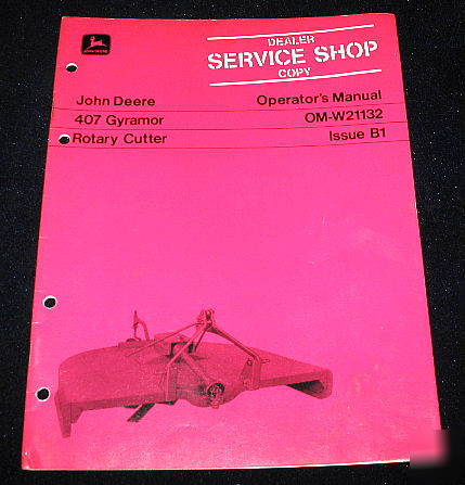 John deere 407 gyramor rotary cutter operators manual