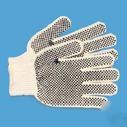 Men's pvc-dotted string knit gloves - large - dozen