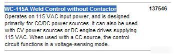 Miller 137546 wc-115A weld control without contactor