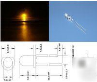 10 x 5MM amber orange led led's 3000-4000 mcd output uk