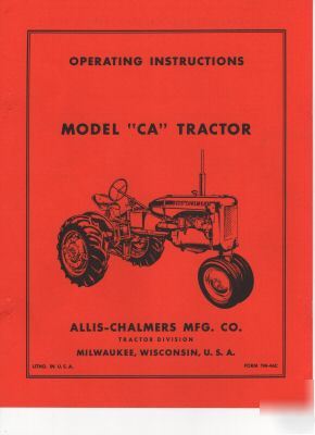Allis chalmers ca tractor manual operator repair