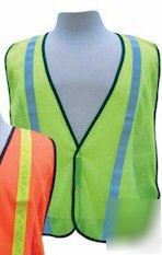 Lime safety vest with reflective stripes, lot of 10